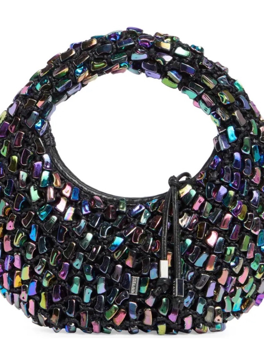 Staud reef bag - Iridescent Beaded Handle Shoulder Bag - Black Multi - Picture 1 of 1